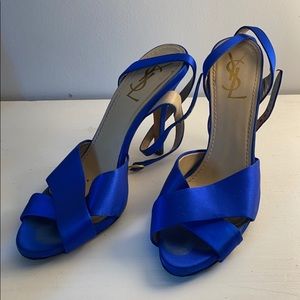YSL Blue Silk Heels